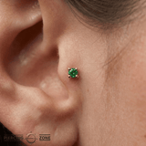 Tsavorite Prong – Vivid Green Garnet – 14K Gold Threadless End - piercing - zone.com