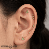 Tsavorite Prong – Vivid Green Garnet – 14K Gold Threadless End - piercing - zone.com