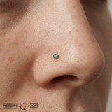 Tsavorite Prong – Vivid Green Garnet – 14K Gold Threadless End - piercing - zone.com