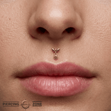 Tulip Dangle Bezel – 14K Gold Threadless/Threaded End - piercing - zone.com