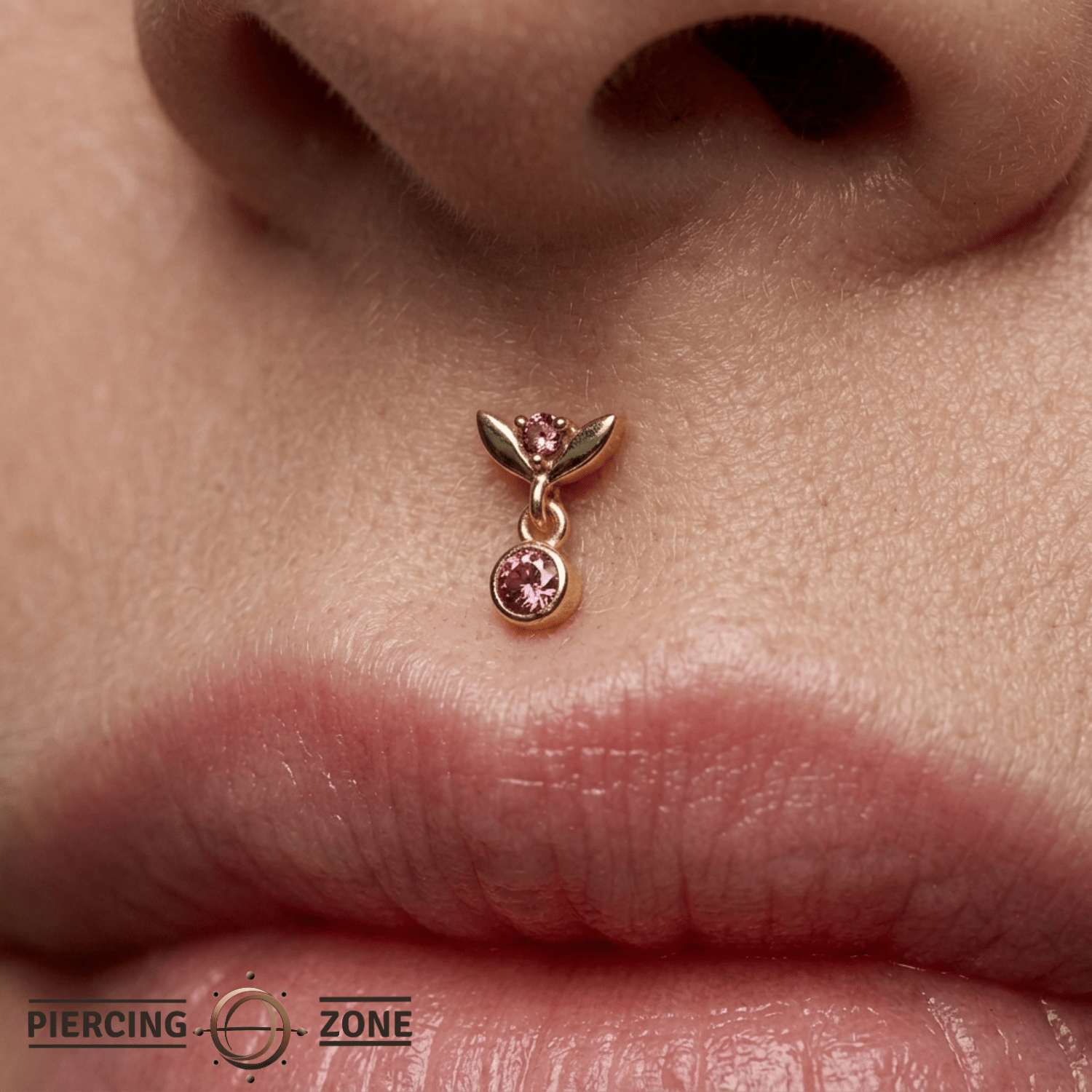 Tulip Dangle Bezel – 14K Gold Threadless/Threaded End - piercing - zone.com