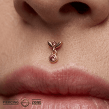 Tulip Dangle Bezel – 14K Gold Threadless/Threaded End - piercing - zone.com
