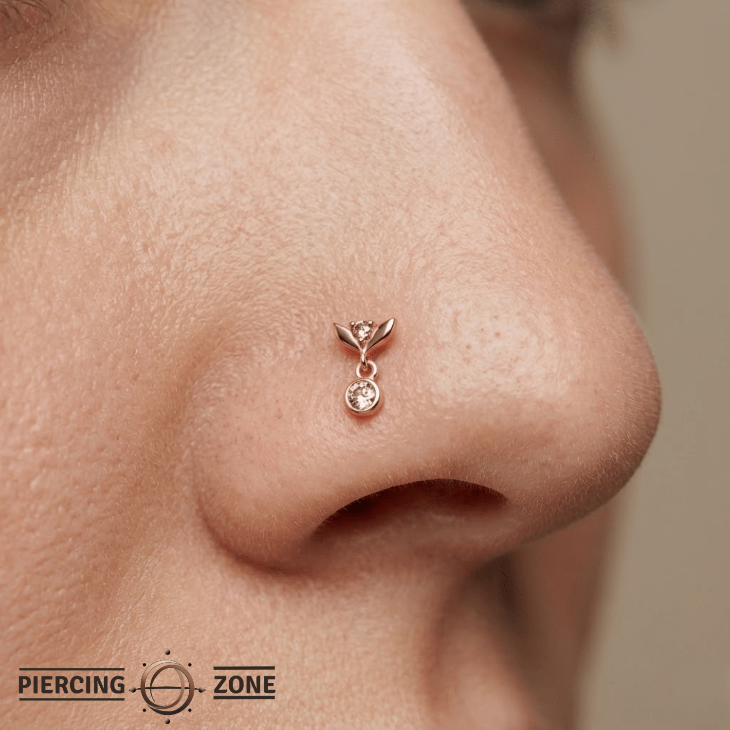 Tulip Dangle Bezel – 14K Gold Threadless/Threaded End - piercing - zone.com