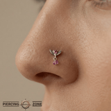 Tulip Dangle Raw Gem – 14K Gold Threadless/Threaded End - piercing - zone.com