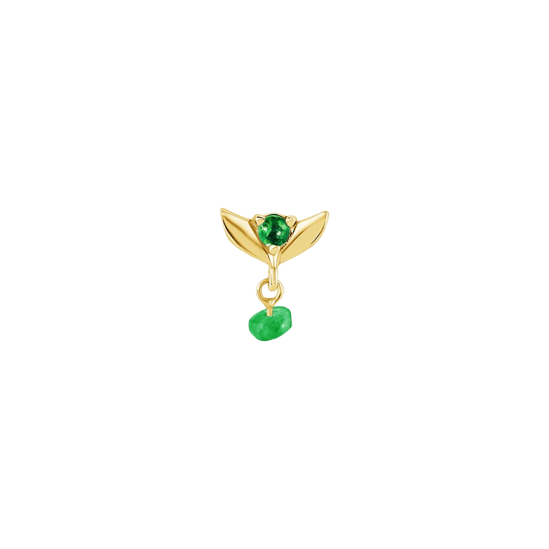 Tulip Dangle Raw Gem – 14K Gold Threadless/Threaded End - piercing - zone.com