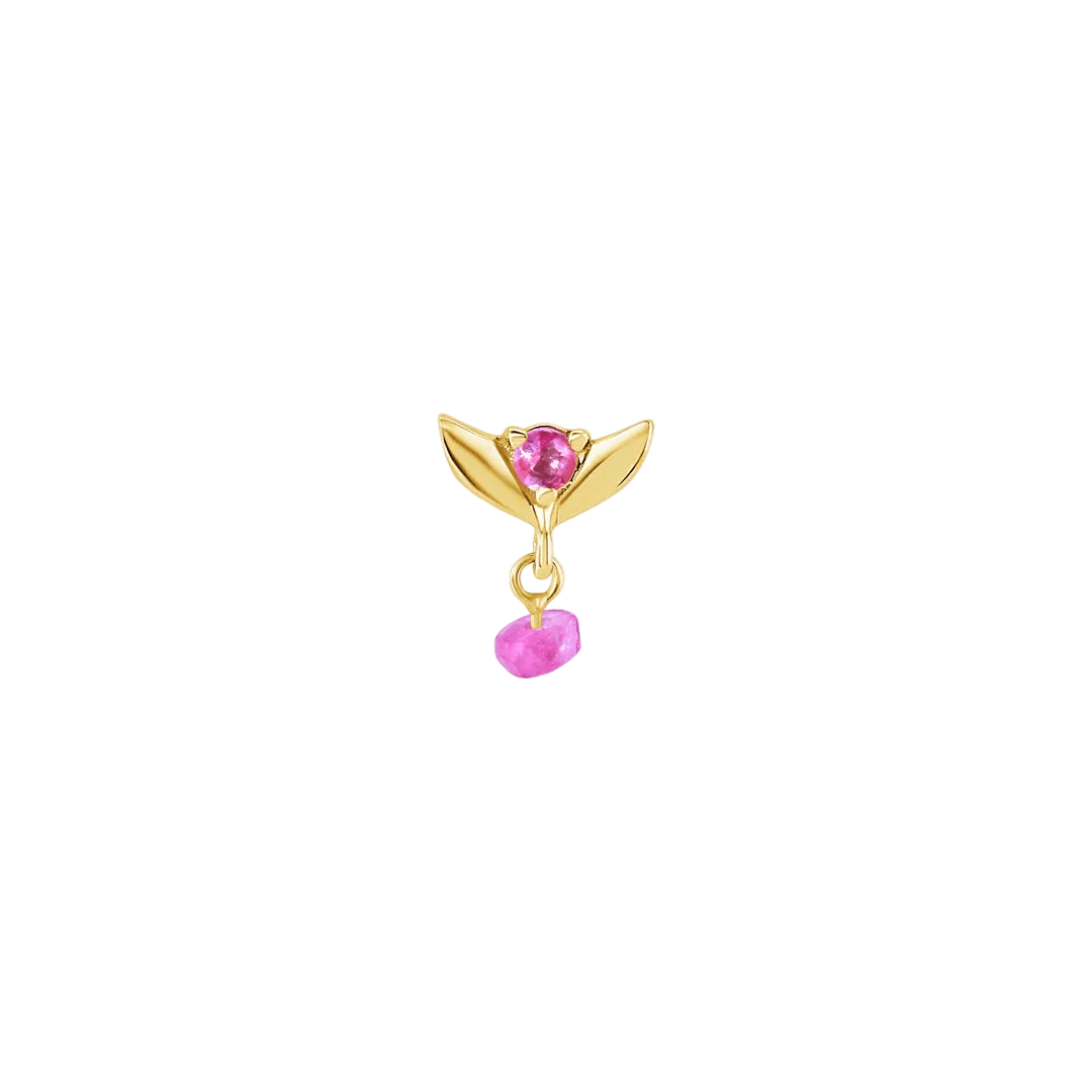 Tulip Dangle Raw Gem – 14K Gold Threadless/Threaded End - piercing - zone.com