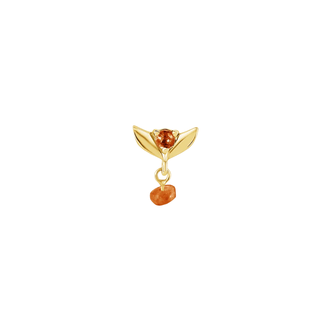 Tulip Dangle Raw Gem – 14K Gold Threadless/Threaded End - piercing - zone.com