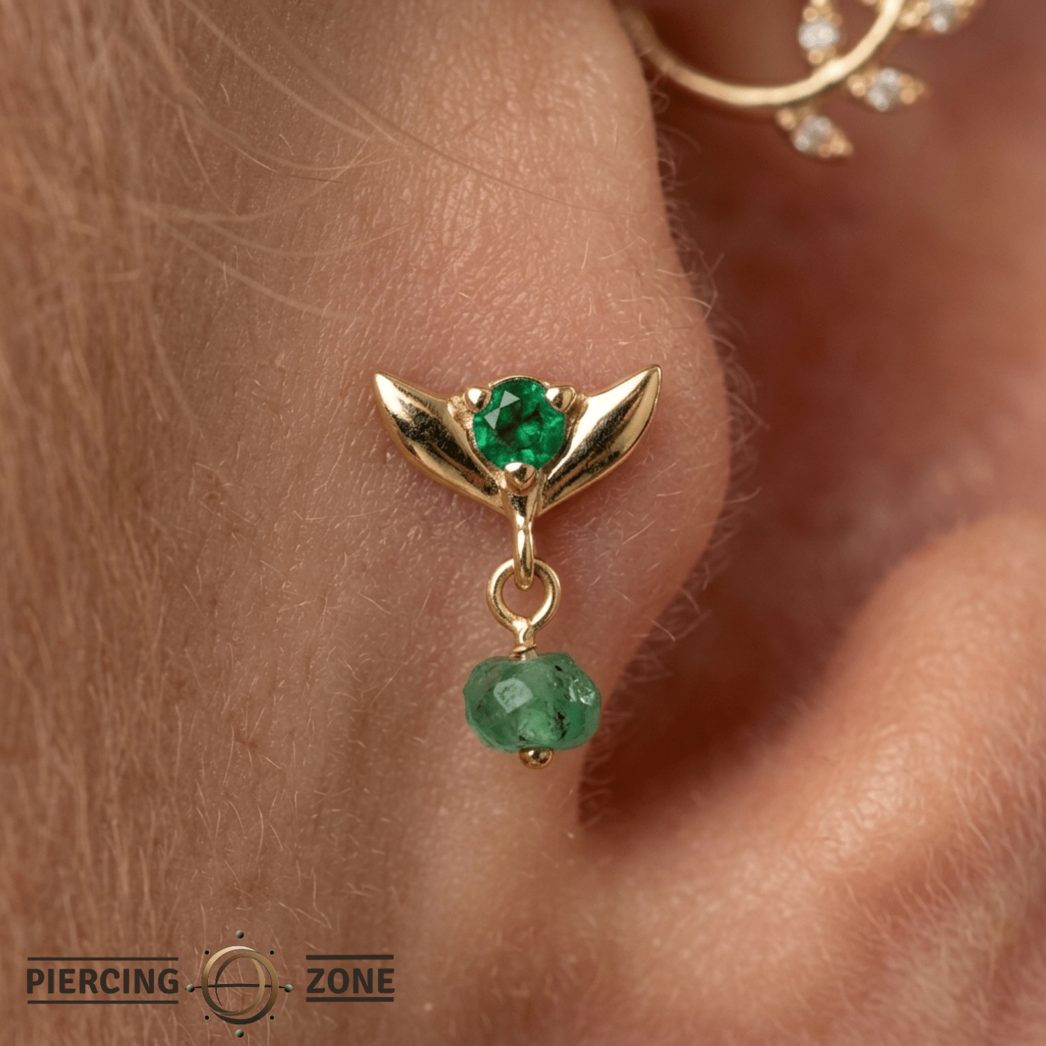 Tulip Dangle Raw Gem – 14K Gold Threadless/Threaded End - piercing - zone.com