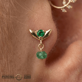 Tulip Dangle Raw Gem – 14K Gold Threadless/Threaded End - piercing - zone.com