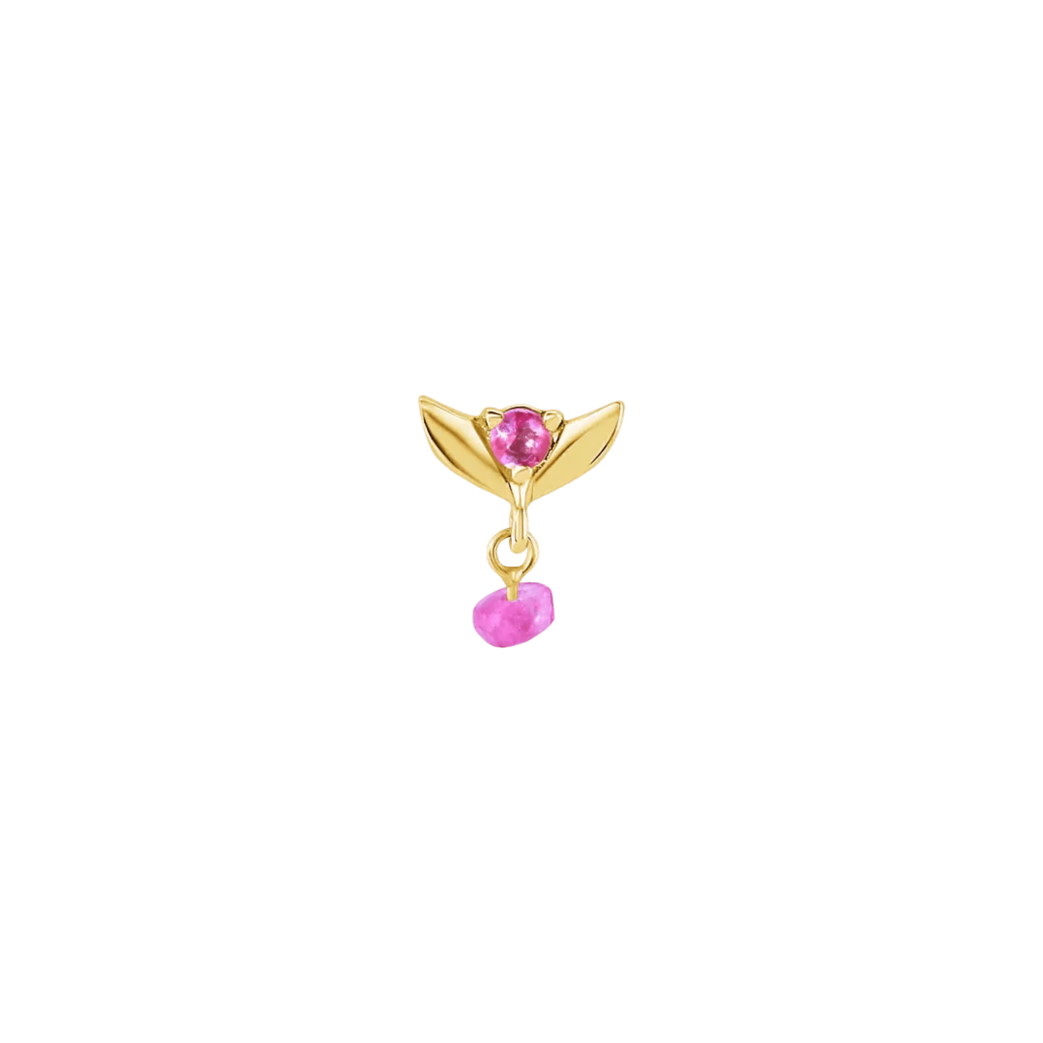 Tulip Dangle Raw Gem – 14K Gold Threadless/Threaded End - piercing-zone.com