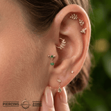 Tulip Dangle Raw Gem – 14K Gold Threadless/Threaded End - piercing - zone.com