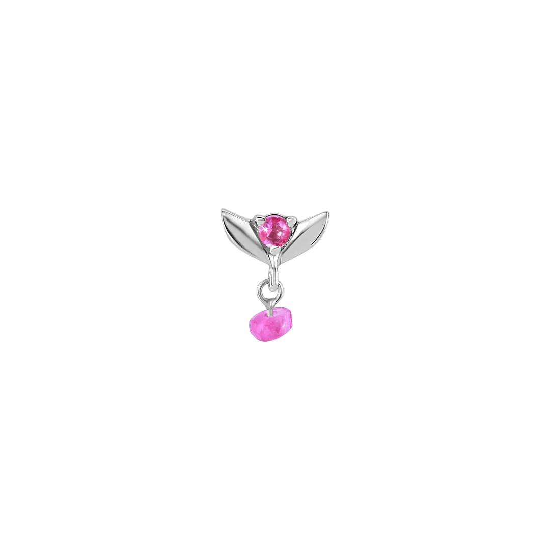Tulip Dangle Raw Gem – 14K Gold Threadless/Threaded End - piercing - zone.com