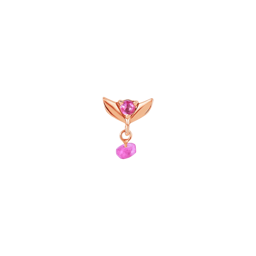 Tulip Dangle Raw Gem – 14K Gold Threadless/Threaded End - piercing - zone.com