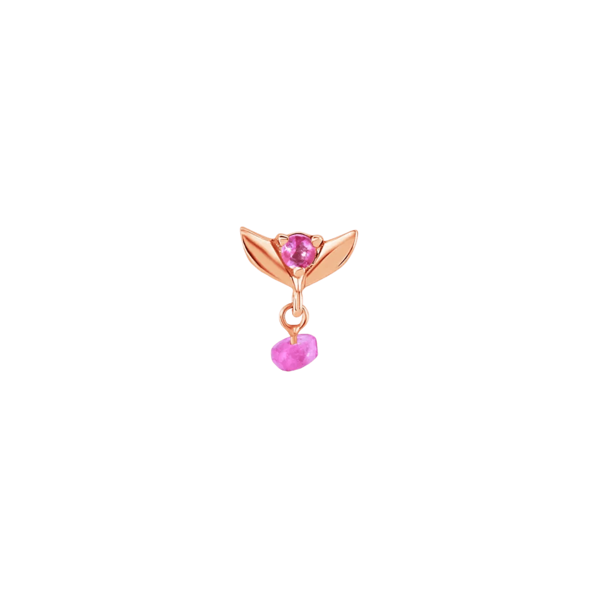 Tulip Dangle Raw Gem – 14K Gold Threadless/Threaded End - piercing-zone.com