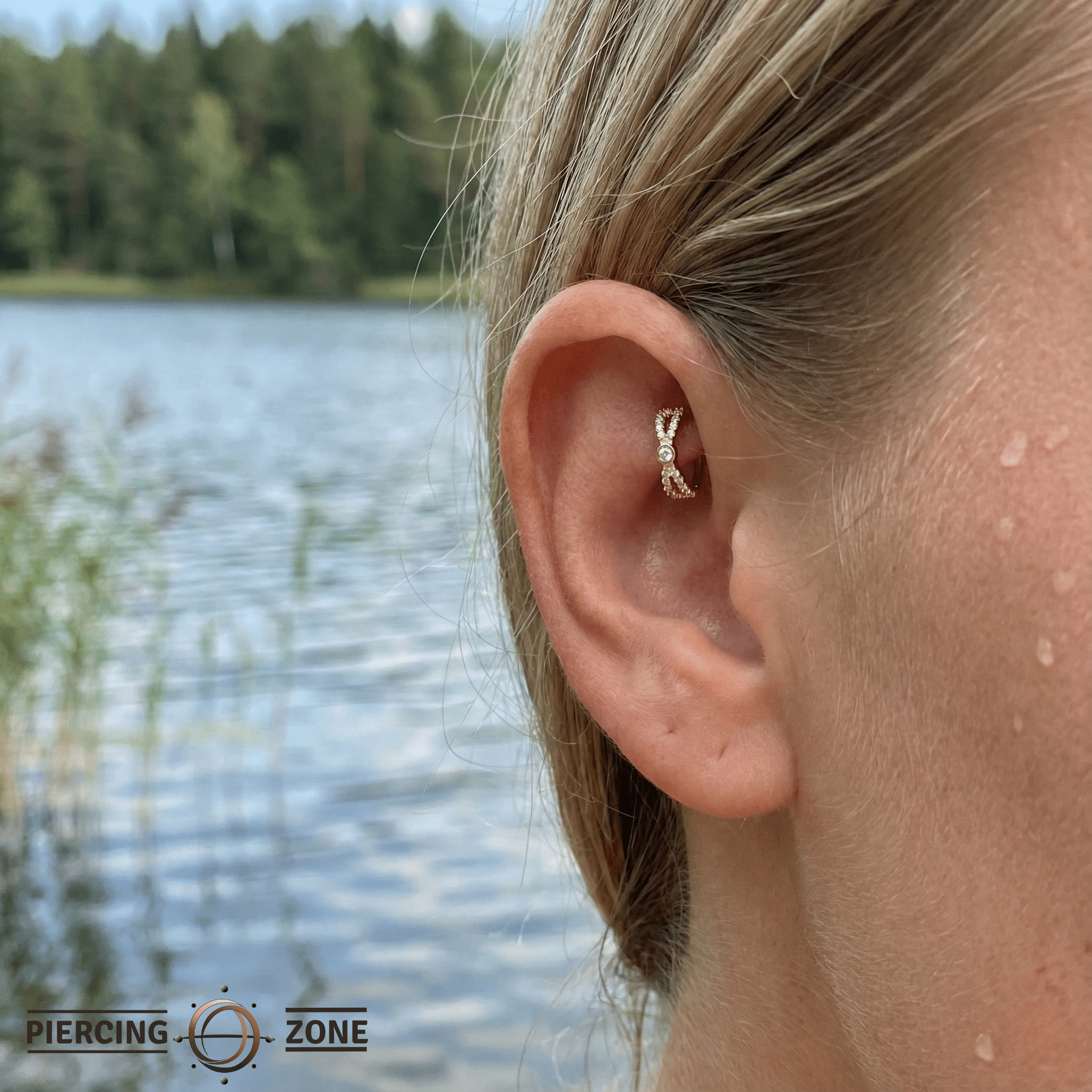 Tuxedo Seamless Ring – 14K Gold Precision - Set Gemline Design - piercing - zone.com