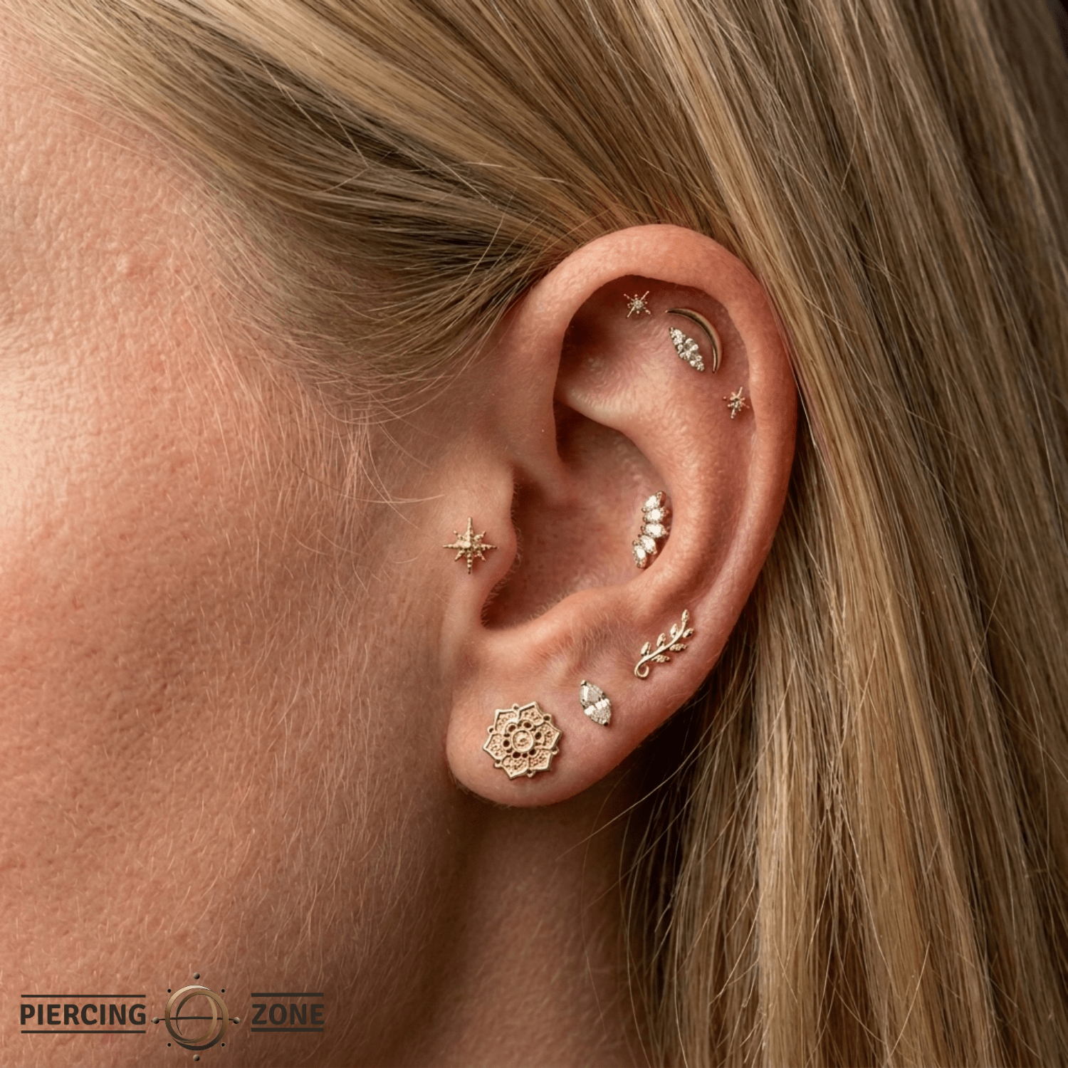 Twinkle Star – Celestial Spark – 14K Gold Threadless End - piercing - zone.com