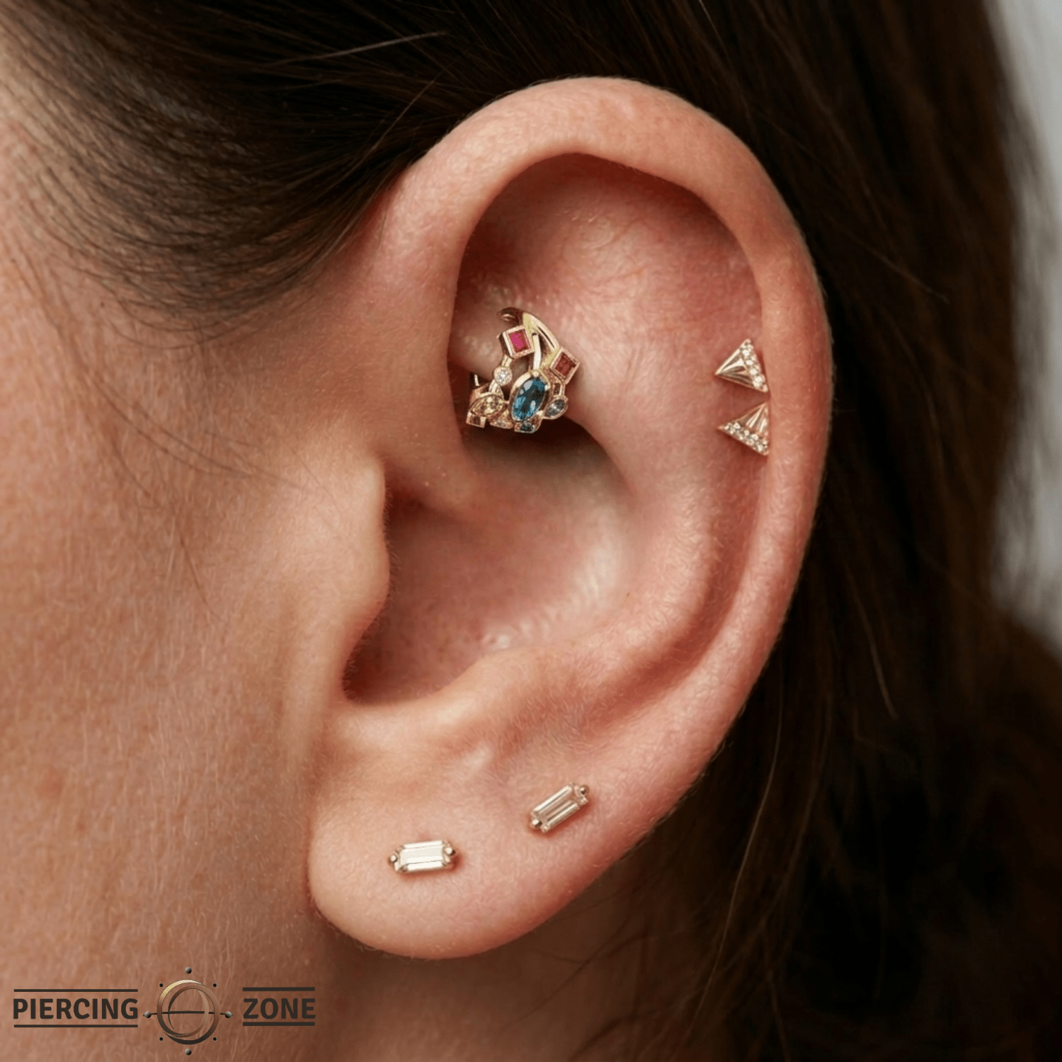 Twinkling Lights Clicker – 14K/18K Gold Gem Clicker Ring - piercing - zone.com