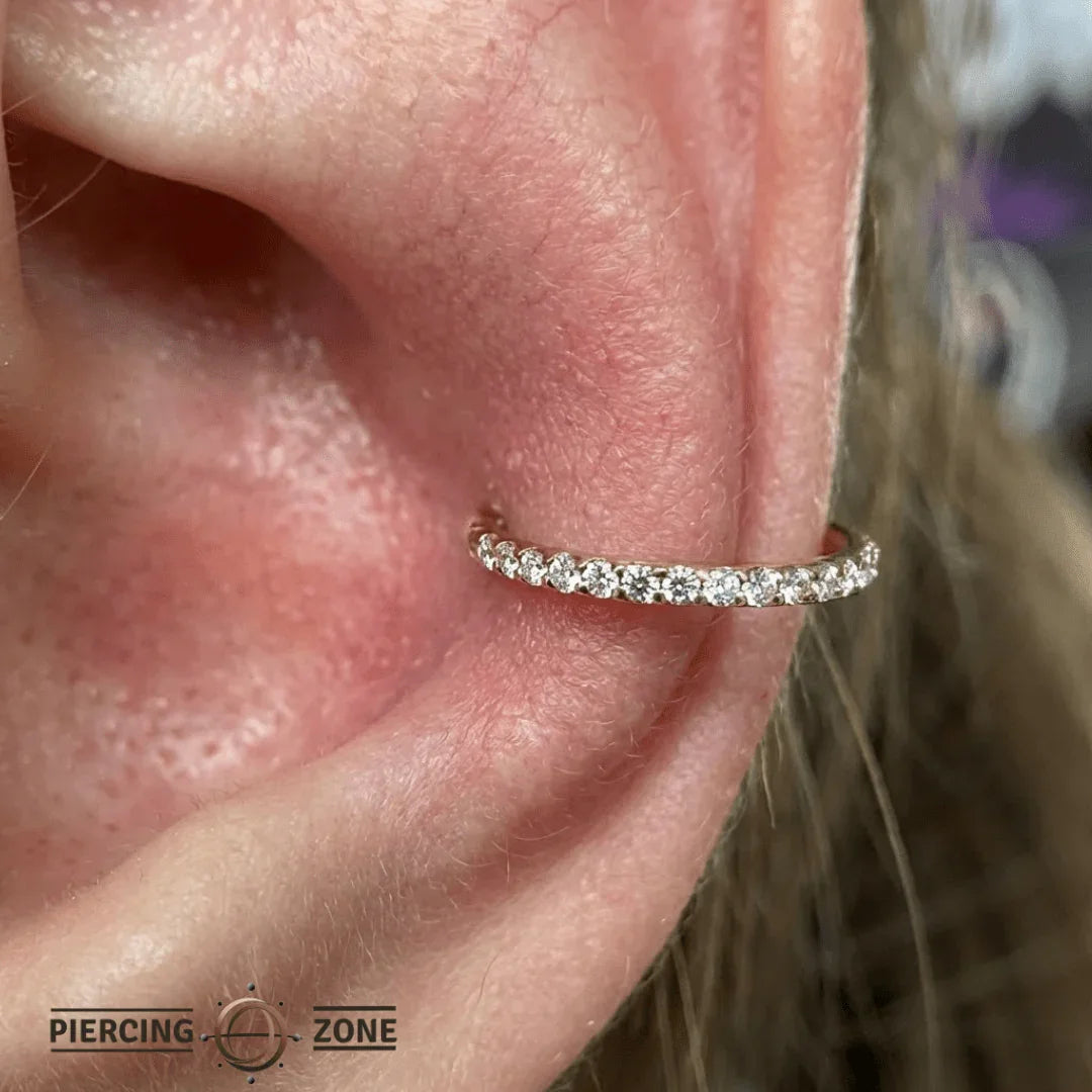 U - Setting Gemmed Clicker with 15 Gems – 14K & 18K Gold - piercing - zone.com