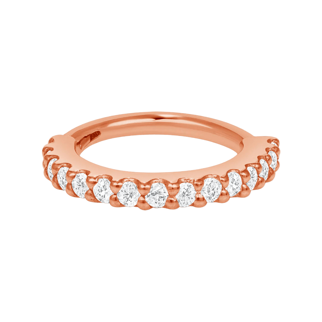 U - Setting Gemmed Clicker with 15 Gems – 14K & 18K Gold - piercing - zone.com