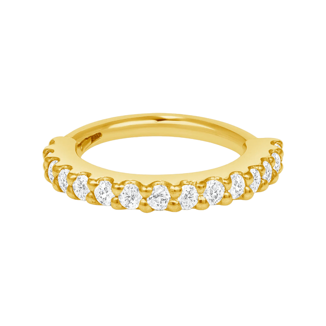 U - Setting Gemmed Clicker with 15 Gems – 14K & 18K Gold - piercing - zone.com