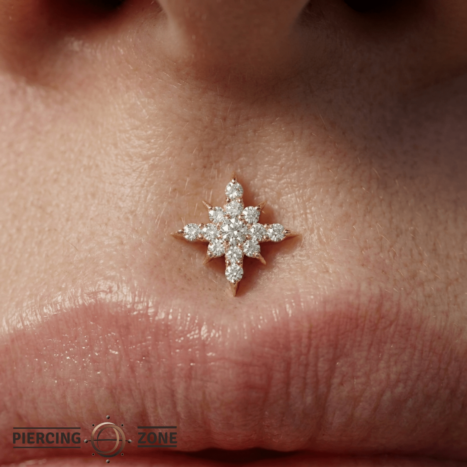 Ultra Lustre Pin Pave - 14K Gold Gem Threadless End - piercing - zone.com