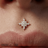 Ultra Lustre Pin Pave - 14K Gold Gem Threadless End - piercing - zone.com