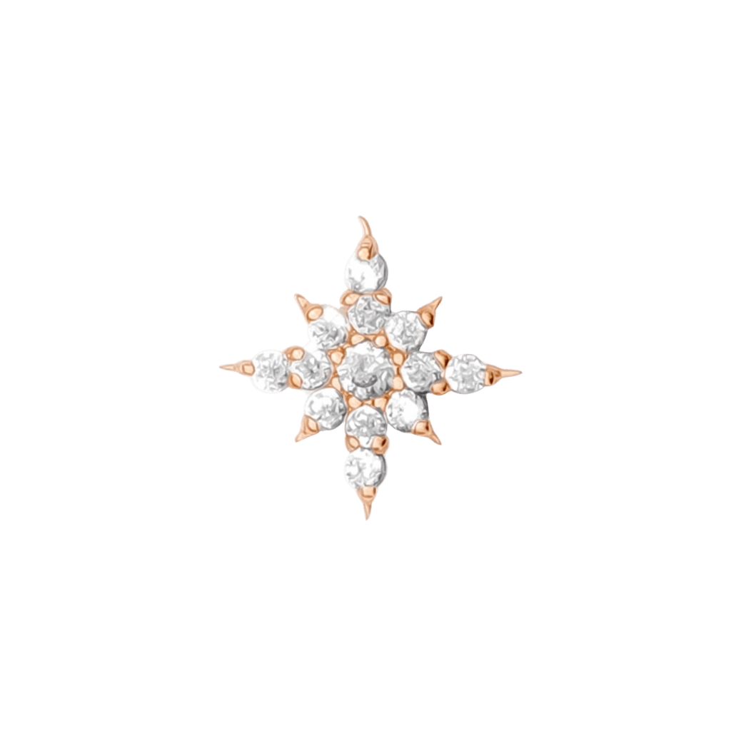 Ultra Lustre Pin Pave - 14K Gold Gem Threadless End - piercing - zone.com