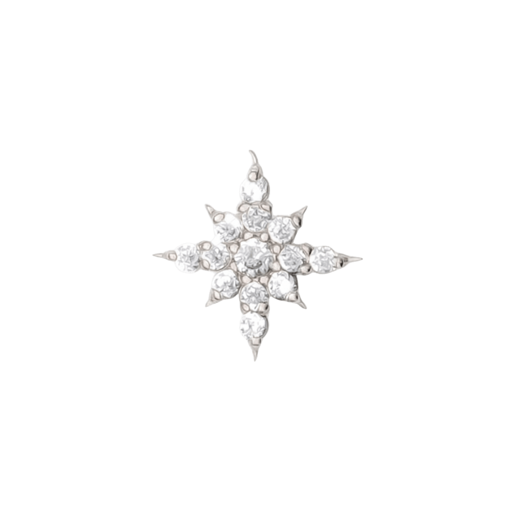 Ultra Lustre Pin Pave - 14K Gold Gem Threadless End - piercing - zone.com
