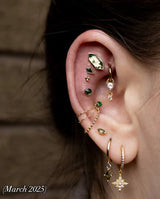 Unice II – 14K Gold & Moss Agate Threadless End - piercing - zone.com