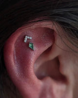Unice II – 14K Gold & Moss Agate Threadless End - piercing - zone.com