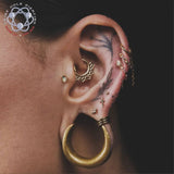 Unna II – 14K Gold & Moss Agate Threadless End - piercing - zone.com