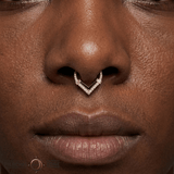 Uprise – Enamel & CZ Clicker – 14K Gold V - Shaped Ring - piercing - zone.com