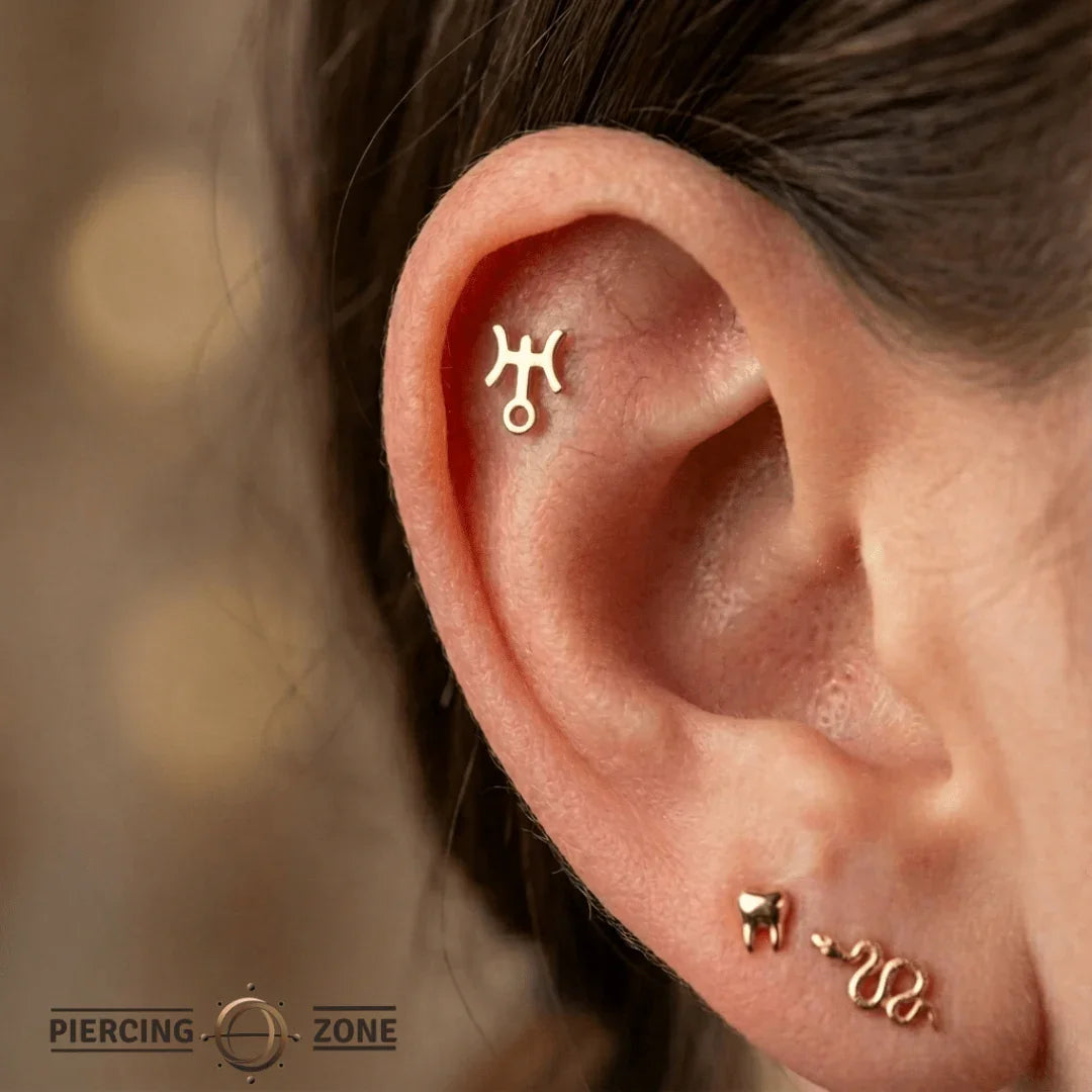 Uranus Symbol – 14K/18K Gold Flat Threadless End - piercing - zone.com