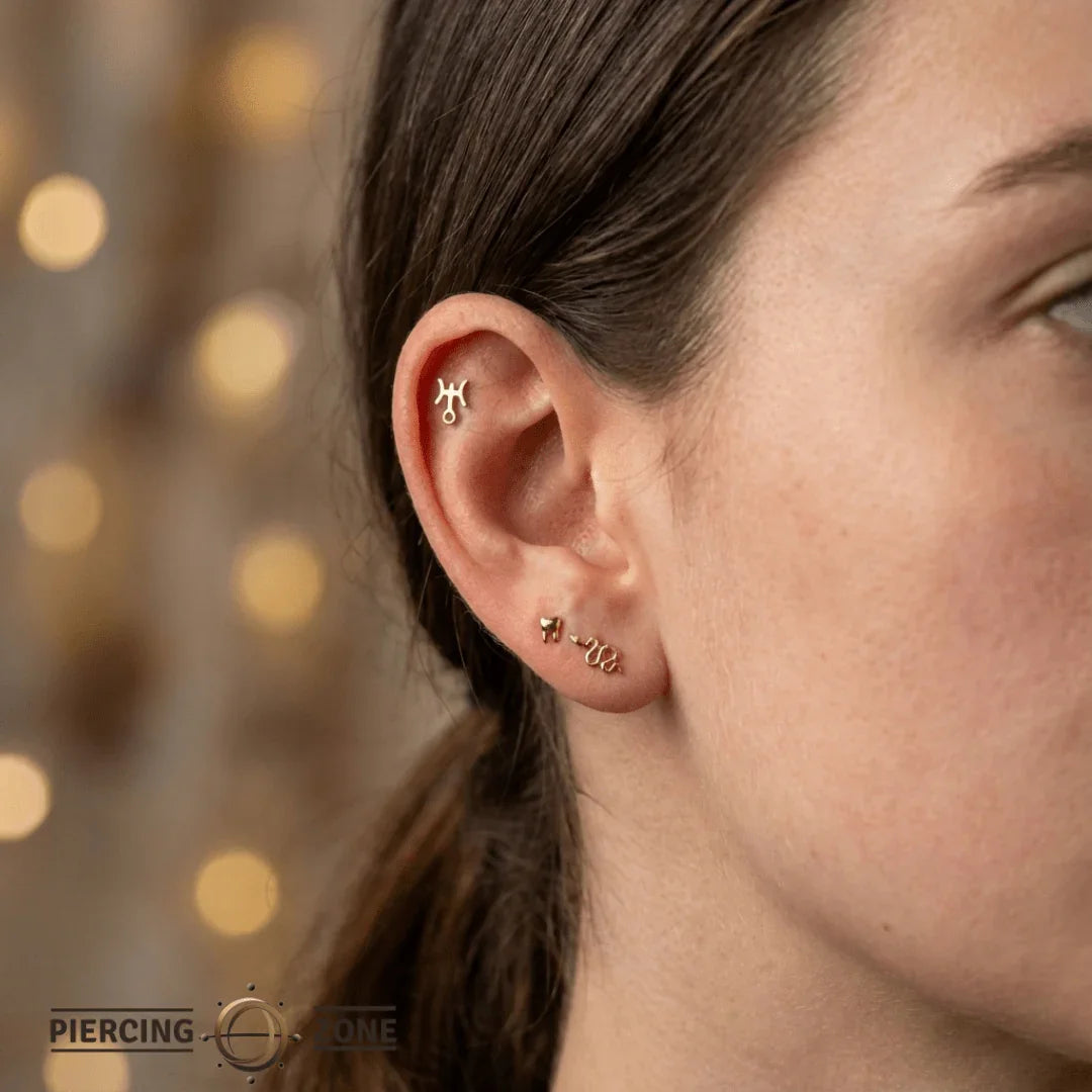 Uranus Symbol – 14K/18K Gold Flat Threadless End - piercing - zone.com