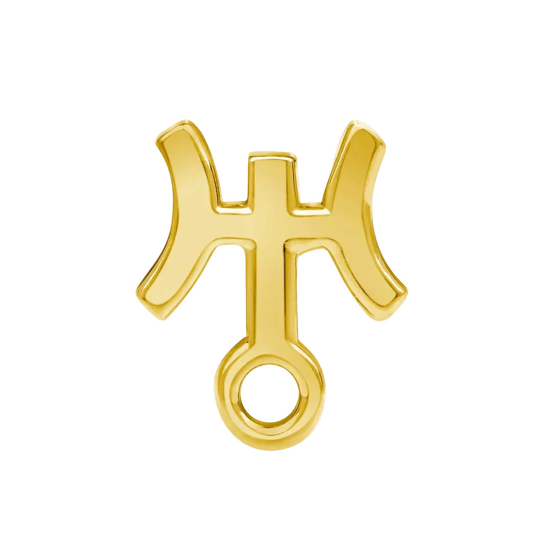 Uranus Symbol – 14K/18K Gold Flat Threadless End - piercing - zone.com