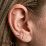 Vain – Diamond Triangle Cluster – 14K Gold Threadless End - piercing - zone.com