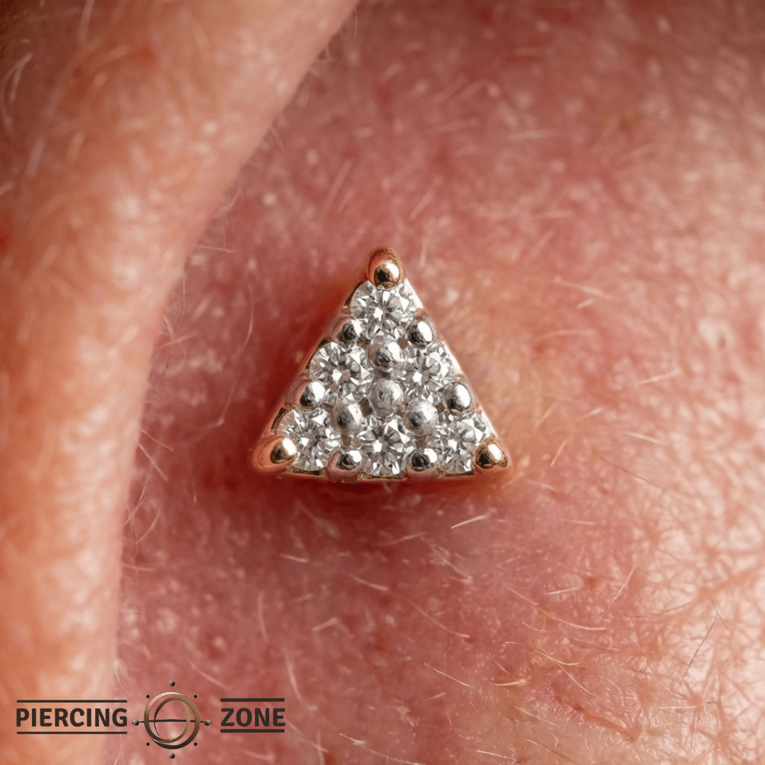 Vain – Diamond Triangle Cluster – 14K Gold Threadless End - piercing - zone.com