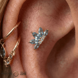 Valentina – London Blue Topaz & CZ Cluster – 14K Gold Threadless End - piercing - zone.com