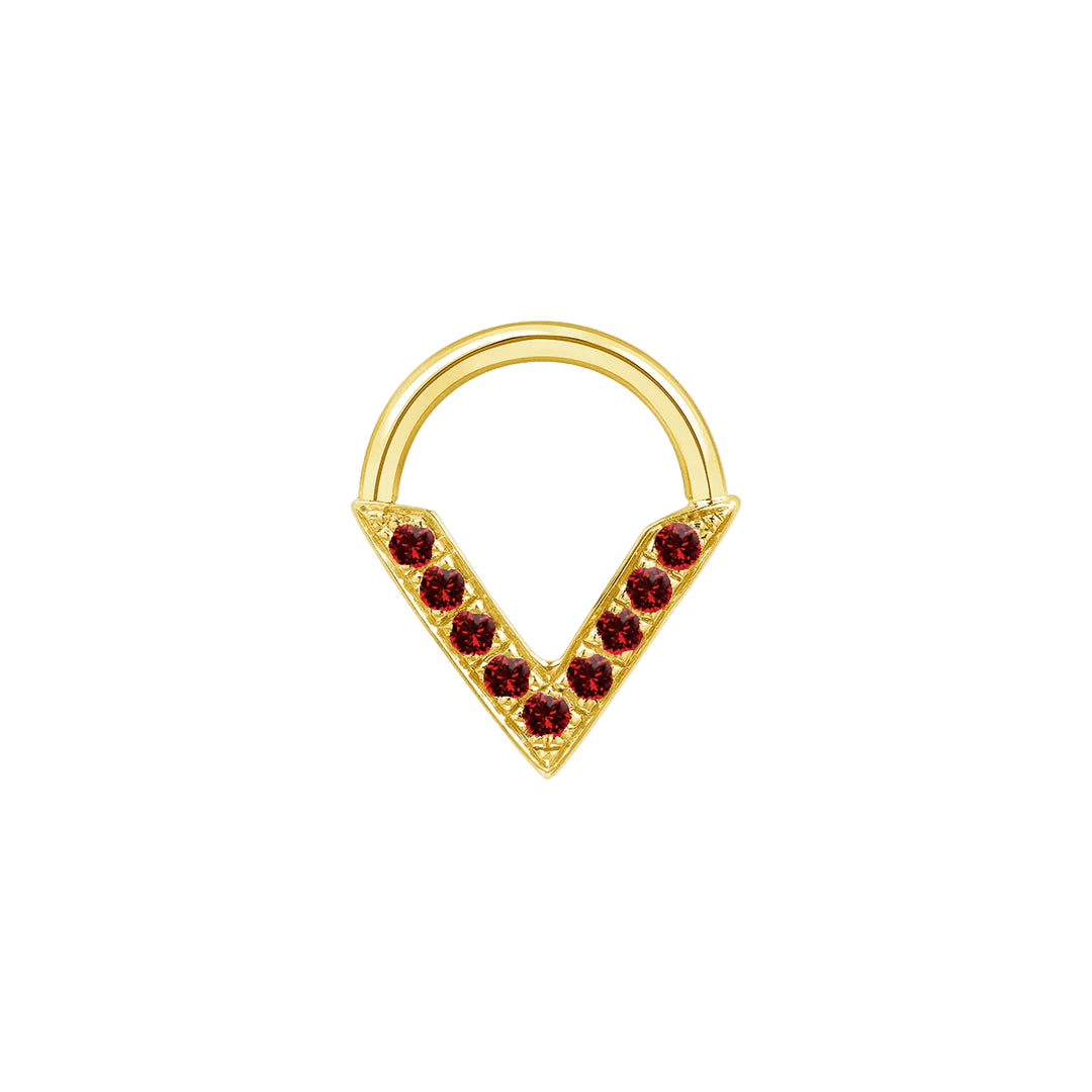 Valentina Seamless Ring – 14K Gold Nine - Gem Radiant Arc Design - piercing - zone.com