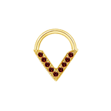 Valentina Seamless Ring – 14K Gold Nine-Gem Radiant Arc Design - piercing-zone.com