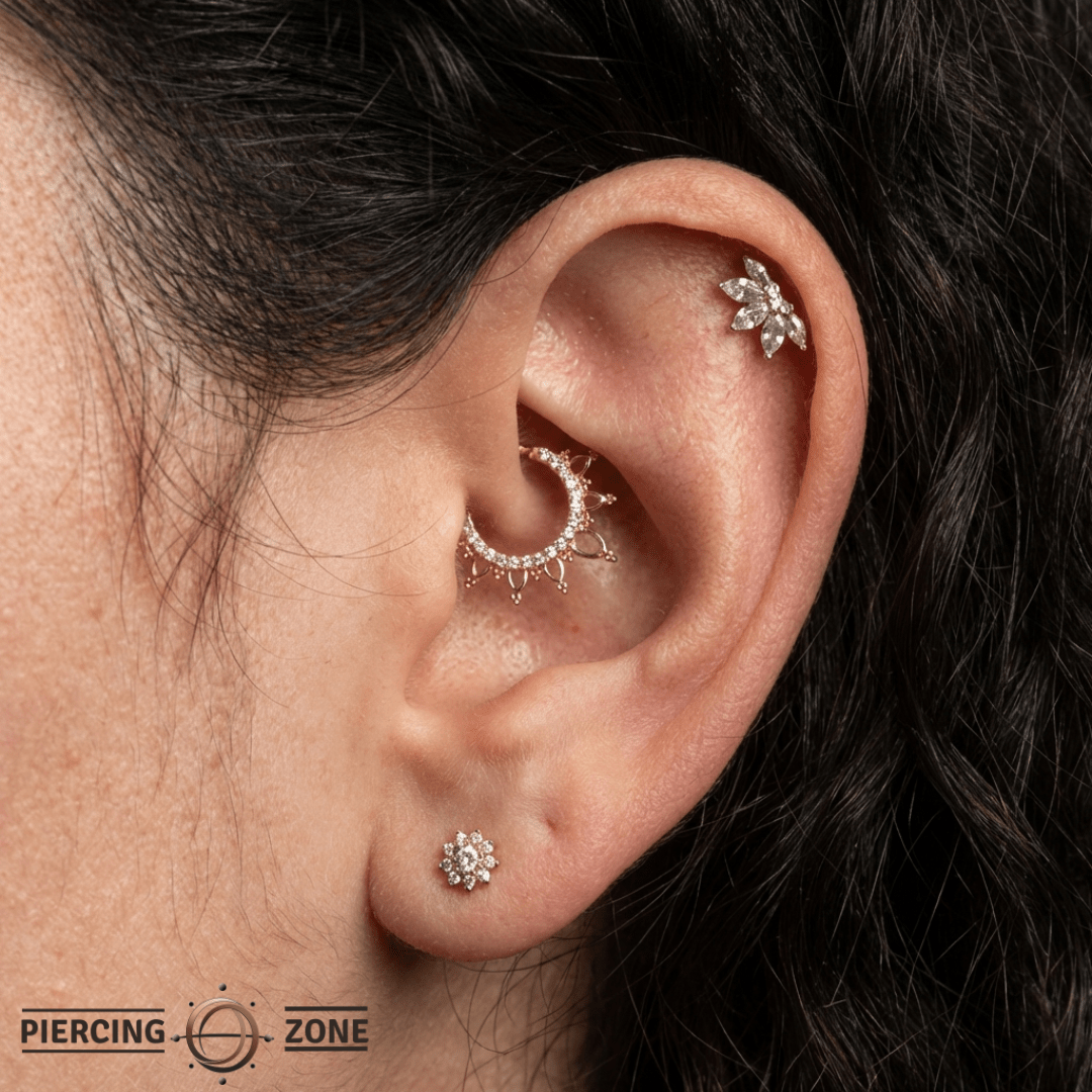 Valentina – Swarovski CZ Cluster – 14K Gold Threadless End - piercing - zone.com