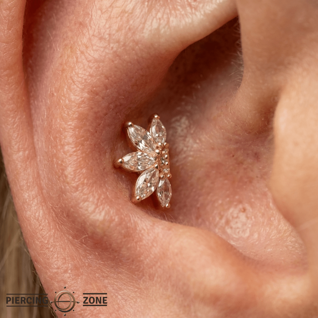 Valentina – Swarovski CZ Cluster – 14K Gold Threadless End - piercing - zone.com