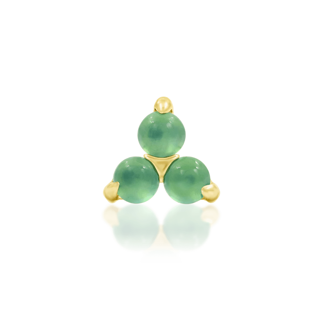 Valley II – Chrysoprase Trinity – 14K Gold Threadless End - piercing - zone.com