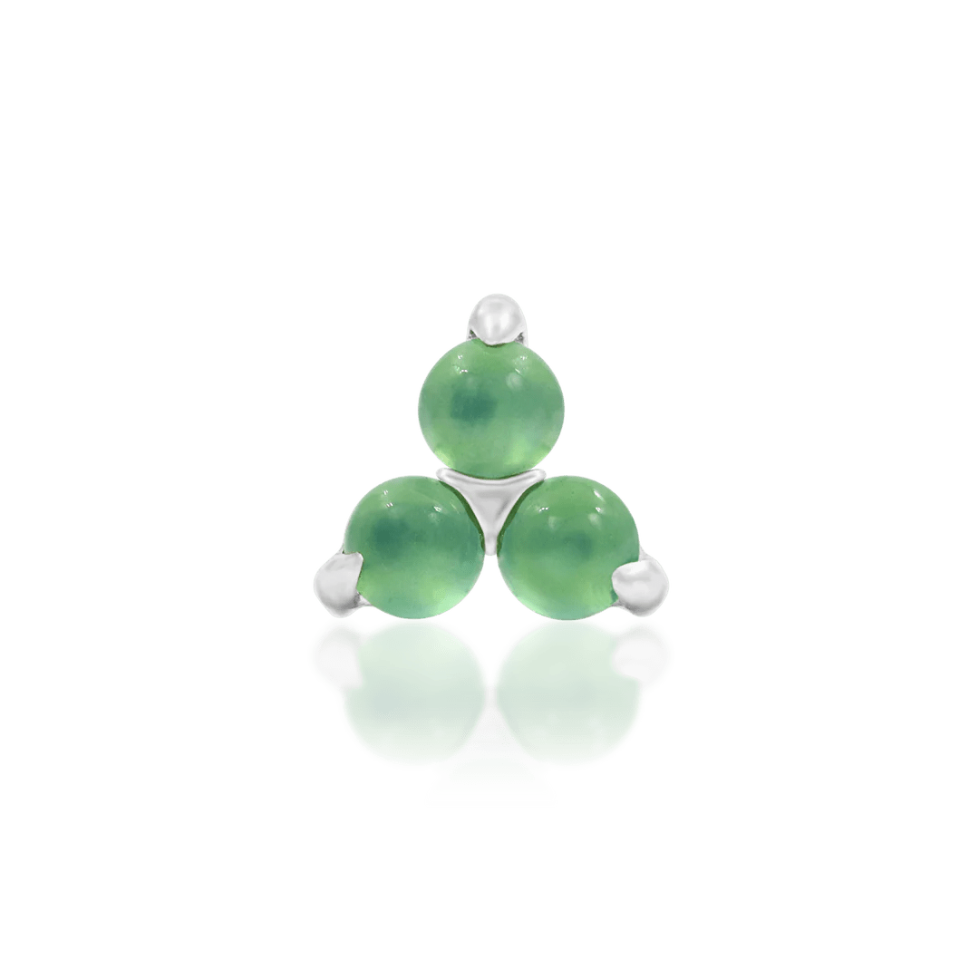 Valley II – Chrysoprase Trinity – 14K Gold Threadless End - piercing - zone.com