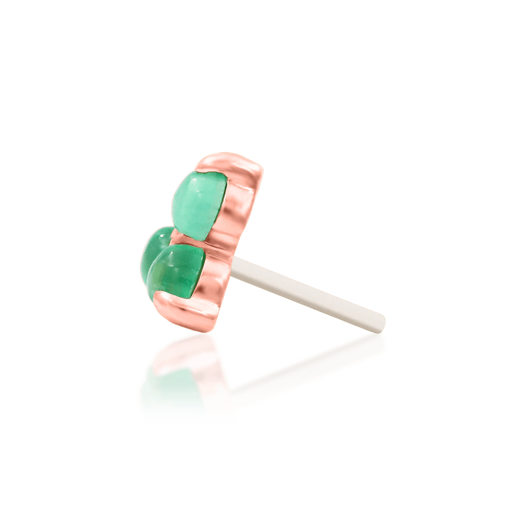 Valley II – Chrysoprase Trinity – 14K Gold Threadless End - piercing - zone.com