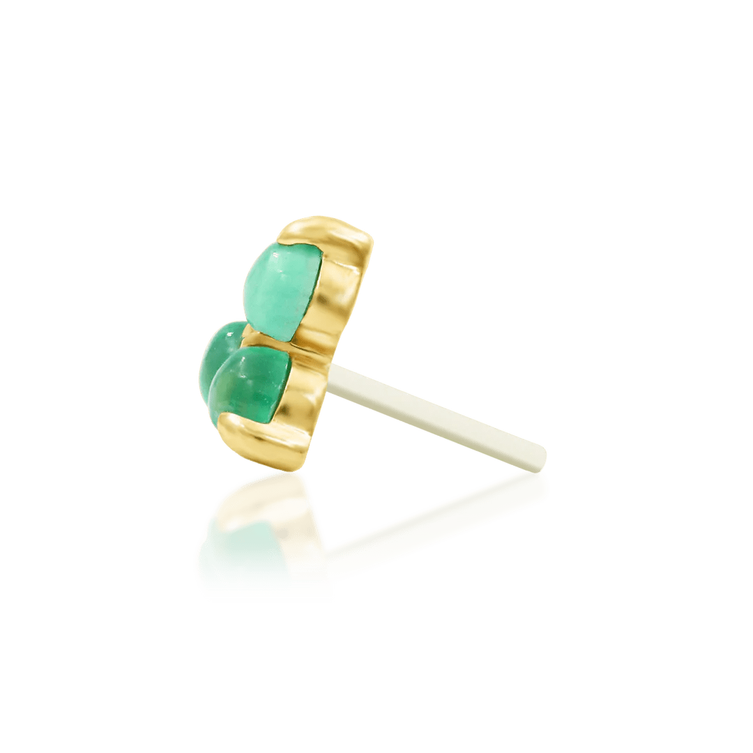 Valley II – Chrysoprase Trinity – 14K Gold Threadless End - piercing - zone.com
