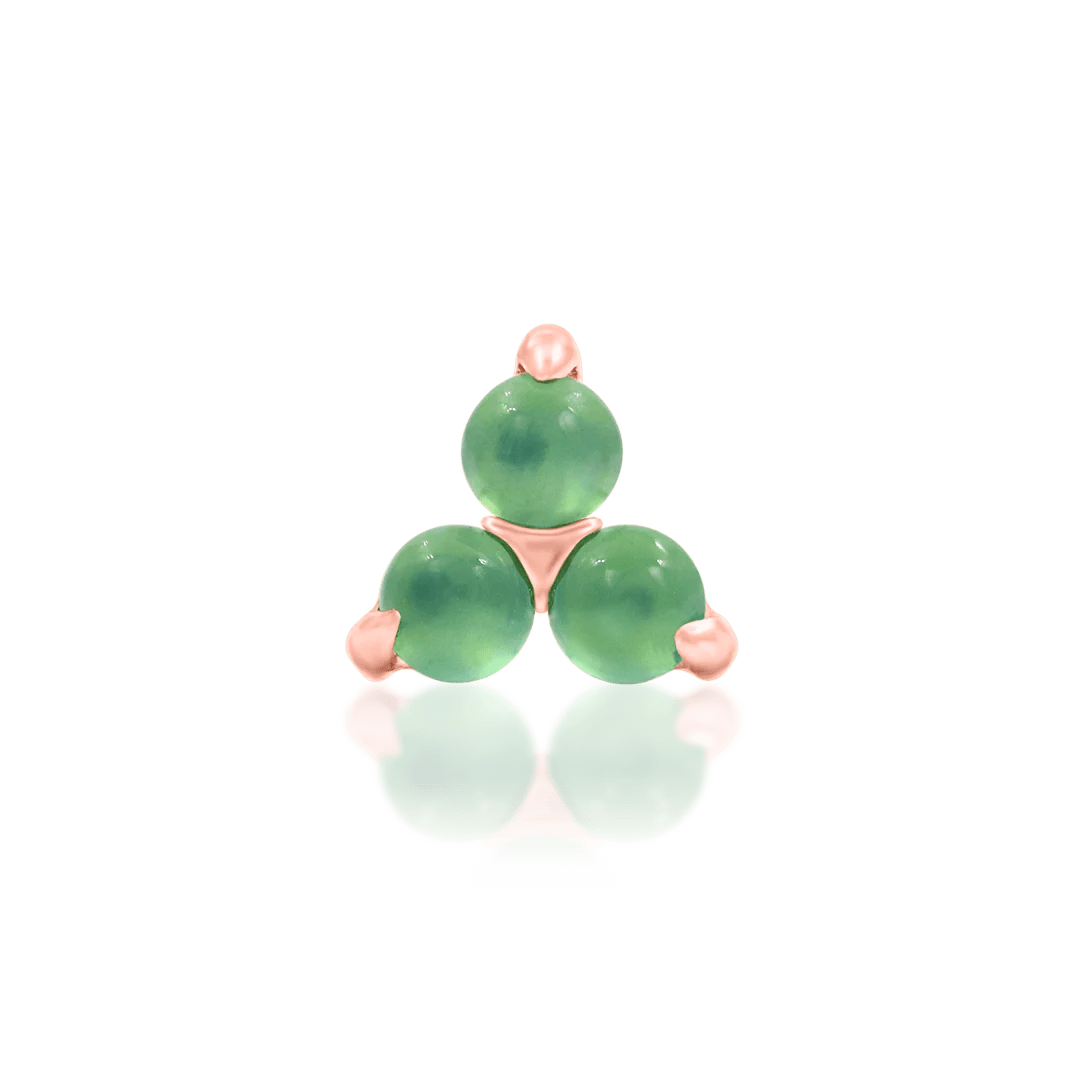 Valley II – Chrysoprase Trinity – 14K Gold Threadless End - piercing - zone.com