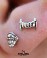 Vampire Fangs – 14K Gold Threadless & Threaded End - piercing - zone.com