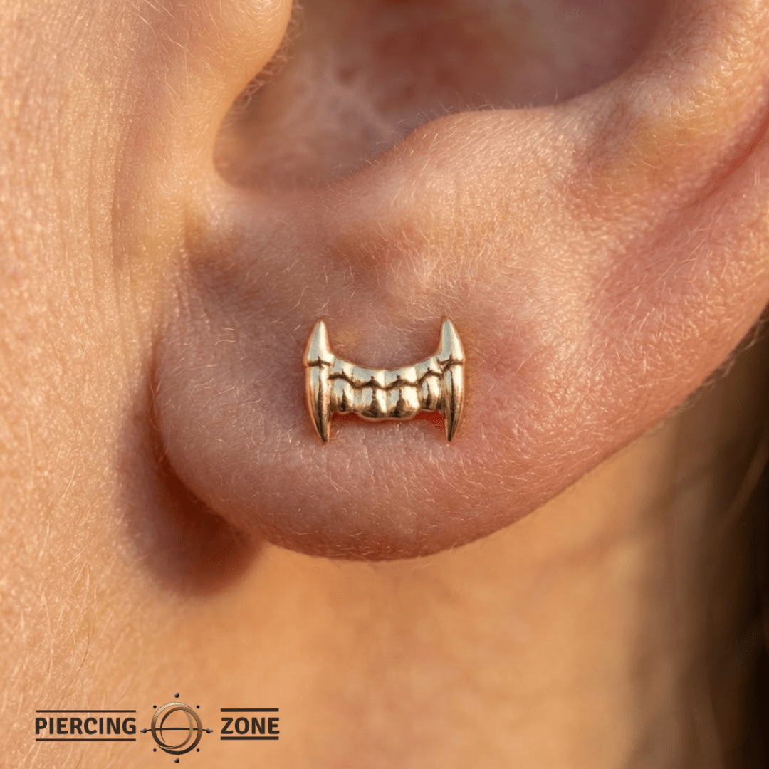 Vampire Fangs – 14K Gold Threadless/Threaded End - piercing - zone.com