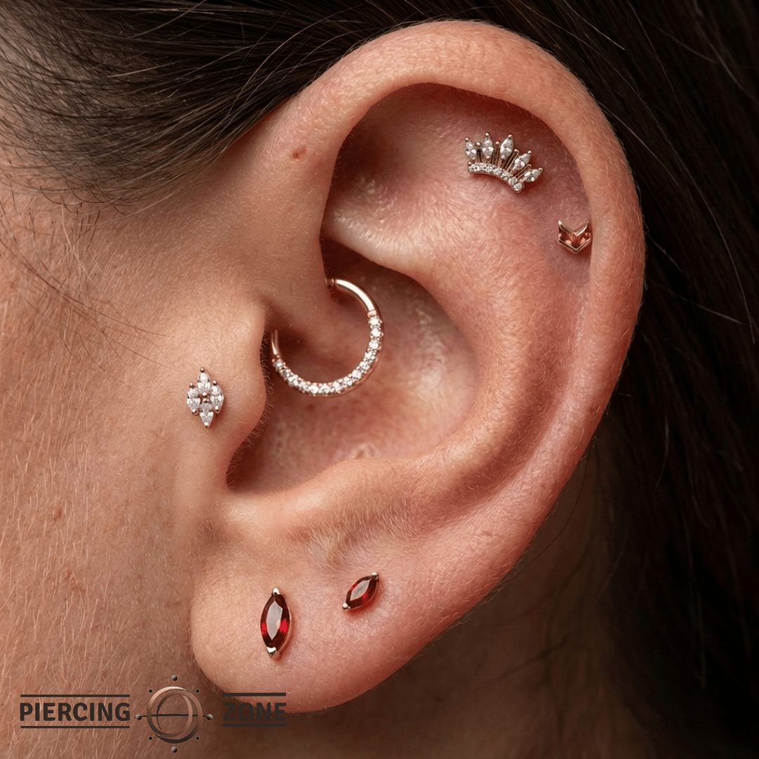 Vande – Garnet – 14K Gold Threadless End - piercing - zone.com